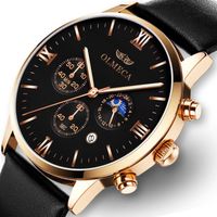 Wristwatches Top Brand OLMECA 3ATM Waterproof Watches Fashion Clock Relogio Masculino Leather Band Chronograph Wrist Watch For Men