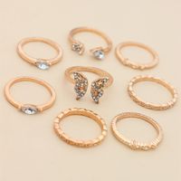 Jewelry Designer Finger Rings Cluster Set Star Butterfly y2k Multiple for Women Teen Girls 8PCS Adjustable Ring Rose Gold Plated Silver Plated Cubic Zirconia Punk