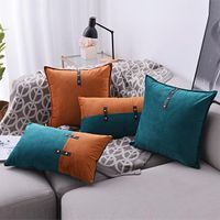Almofada/travesseiro decorativo 45x45/50x30cm de flanela de luxo leve capa de almofada decorativa azul e laranja cobertura de veludo coversescushion/deco
