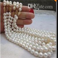 Fine Pearl Jewelry white Tahitian pearl necklace 14K 18 inch 6pcs288v