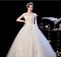 2022 New wedding dress Simple slimming dress to cover the arms Temperamental brides are small