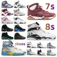 2022 más nuevo 7 8 hombres zapatos de baloncesto 7s Burdeos topaz Mist Patente de patente Flint 8s Aqua Raid South Beach Tres entrenadores para hombres de turba