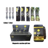 New Pack GLO 2022 Vape Cartridges Atomizers Extracts Oil Vapes Carts 0.8ml 1ml Oil Pyrex glass Tank 510 Atomizer Ceramic Coil with magnetic display box 4 Style