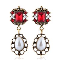 2018 Pendientes de tachuelas de agua para mujeres Pendientes de perlas Pearl Square Red Blue BRINCOS Earings Fashion Jewelry3054