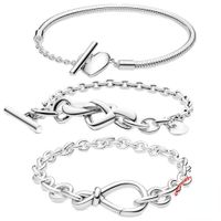 new trending 925 sterling silver charm bracelet knotted hear...