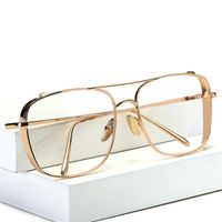 Whole- style luxury sunglasses for men square clear lens glasses rim full frame oversized vintage gold silver metal sunglasses221r