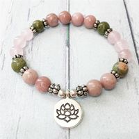 MG0510 8 mm rosa quartzo lotus pulseira natural nãokita proteção de energia Rhodonite Balance Balance ioga para Women260q