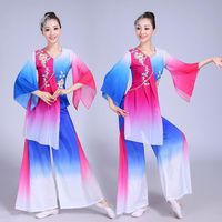 Wearn Wear Hanfu Femmes Chinois Costume de danse bleu