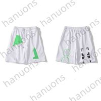 Clothing Shorts Summer Tide Off Tape Graffiti Arrow Capris Men's and Women's Ow Lovers Beach Pants White Mother of Printing x