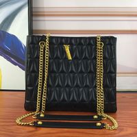 Frauen Handtaschen Virtus Tasche Goldene Kettengedruckte Fäden Faden Modebretter gesteppte Schaffell oberste Qualität Schulter Cluth -Taschen einfache Brieftaschen