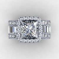 Vintage Lovers Court Ring 3ct Diamond 925 Sterling Silver noivado da aliança