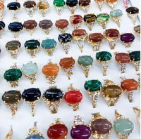 Anelli di banda Gioielli più recenti 30 pezzi/lotto gemma naturale cristallo boemia mix stile oro rosa per donne e uomini fascino della festa della moda