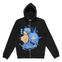 Women' s Hoodies & Sweatshirts Anime Print Zip Hoodie Wo...