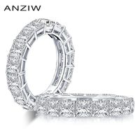 AINUOSHI 925 Sterling Silver 4mm Princess Cut Full Eternity Ring for Women Sona Simulated Diamond Engagement Wedding Band Ring T20265K