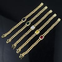 Europe and America 18K Yellow Gold Plated Bling CZ Cuban Bracelet Link Chain for Men Women Wedding Party Gift173H