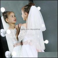 Gioielli per capelli da sposa New White Ivory Kids Girls First Communion Veils Tle with Comb Flower Girl Veil Vo Dhufk
