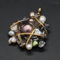 Pendant Necklaces Natural Freshwater Pearls Pendants Reiki Heal Gold Color Wire Wrap Pearl For Fashion Jewelry Making DIY Necklace Earring G