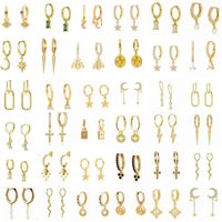 AIDE Trendy Gold Hoops Earrings For Women 925 Sterling Sier Star Cross Water Drop Zircon Earrings Pendient WeddingJewelry