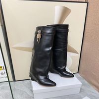 2021 luxury women's smoke tube boots fake two middle cut casual boot show thin legs booties Roman leather thick-soled dress w296z