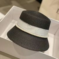 2022 sombrero femenino mer socialité viento elegante perla cubo de dico dhinestone m etiqueta retro campana cuenca solar sombrero de paja