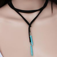 Retro Bohemian Velvet Natural Turquoise Boho Halskette Anhänger Pullover Halskette Halskette Juwely314m