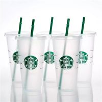 Starbucks 24oz/710 ml Taglie di plastica riutilizzabili Bere limpinti di bere piatti Mermamette di sirene a forma di pilastro tazze di paglia di paglia DHL