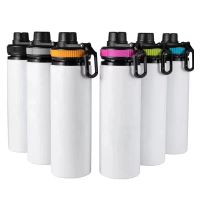 600ml 20oz Sublimación en blanco Botellas de agua blanca Capa Cantante Tumblers de aluminio bebiendo tazas de deportes al aire libre bebidas con tapas en 5 colores