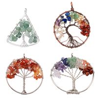 Collares colgantes Sunnycleue 4 estilos de árbol de árbol de cuarzo Cristal plano de corazón redondo encanto hallazgos con agujero para joyas aparatos amcjb