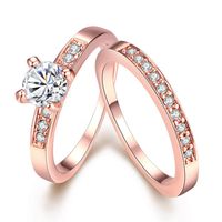 Paar ring 18k rose goud platina crystal zirkon vrouwen mannen voor altijd liefde ring modieuze stijlvolle luxe ontworpen sieraden bruiloft 285E