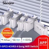ElectronicsMart 1 5pcs Sonoff 4Chr3 10A/ Smart 4 Gang Four Channel WiFi Light Switch Control 4 Alexa Google Home