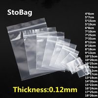 Stobag 100pcs Transparent Small Ziplock Plastic Bags Jewelry Gift Food Reclosable Storage Bag Custom Print Packaging Clear 220402