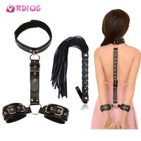 VRDIOS Erotic sexy Toys For Couples Woman y BDSM Bondage Handcuffs Neck Collar Whip Adult Slave Accessories