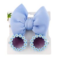 Vintage Headband with Hair Bow Kids Sunglasses for Baby Child Girls Hairband Turbans Beach Sun Glasses Photography Props Knot Headwear Hair Accessories 2PCS/Set