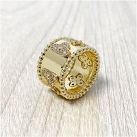 2020 New Four Leaves Clover Zircon Gold Ring For Women Flower Rings Fashion Jewelry For Women Engagement Gift With Box With Stamp283e