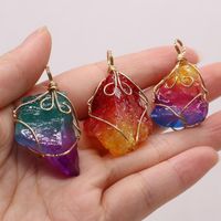 Pendant Necklaces Natural Crystal Stone Irregural Winding Wire Charms For Making DIY Jewerly Necklace Accessories 25x45-28x50mmPendant