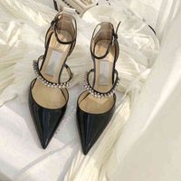 Moda Sandalias de diseño de lujo Sandalias para el banquete de verano Femenino zapatos de tacón de tacón sexy con el dedo del pie apunta el zapato de las mujeres de la mejor calidad