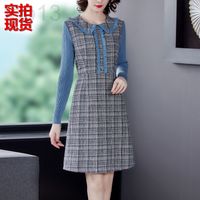 Casual klänningar designer kändis xiaoxiangfeng stickad klänning kvinnors höst och vinter 2021 ny stil temperament a-line kjol liten f6i8