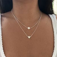 Fashion Sweet Double Layers Imitation Pearls Heart- shaped Dr...