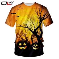 Halloween Forest Mens Black Short Sleeve Tee Shirt 3D Printed Devil Pumpkin Man Chinese Style O Neck Tshirt Wholesale 220623