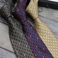 Men's Letter Tie Silk Necktie Gold Animal Jacquard Party Wedding Woven Fashion Design with box G885302w