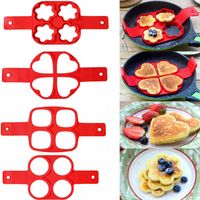 Küchenwerkzeuge Pfannkuchenhersteller Mehrere Formen 4 Löcher Nicht -Slick -Silikon -Backform Ring Frittiert Ei zum Kochen von Familie Cupcake