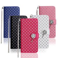 Luxury Rhinestone Flip Wallet for Samsung Galaxy S6 S6 edge S7 edge Case PU Leather Back Cover for Samsung S7 Case Red Pink Blue