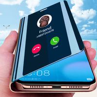 For Samsung Galaxy S21 Ultra s8 s10Luxury Smart Mirror Edge 10 Plus s20, A90 8 9 s7 s6 s30 Foldable Magnetic Flip Covered Case