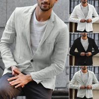 Ternos masculinos Blazers masculinos fit slim fit linen blend bolso de bolso sólido manga longa blazer fora roupas de alta qualidade casual jacketmen's