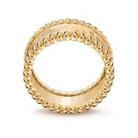 Perlee logo ring Four-leaf clover kaleidoscope three-color ring 18K rose gold full diamond designer official website the same styl259S