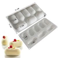 Baking tool 8 Oval Pillow Shape Silicone Cake Mold for Chocolate Mousse Ice Cream Jello Pudding Dessert Baking Bakeware Pan Decorating Tools 20220503 D3
