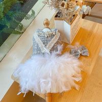 Handmade Dog Apparel Dress Pet Clothes Tweed Jacket Costume Feather Skirt Luxurious Debutante Style Party Holiday Festivity Celebr2764
