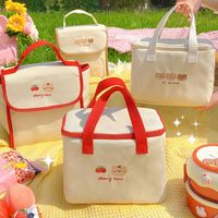 Storage Bags Kawaii Bear Lunch For Women Kids Girl Cute Korean Canvas Insulated Portable Picnic Tote Food Office LadyStorage