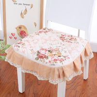 Floral Pattern Cushion With Lace Edge Thin Seat Mat Can Be Fixed On Chair U-shaped Home Decor Cotton Sofa Pad 1