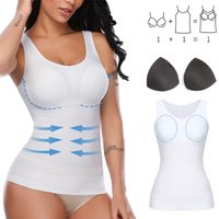 Padded Shaperwear Compression Camisole Body Shaper Woman Tummy Control Tank Tops Slimming Shapers Waist Trainer Corset Slim Vest 220629